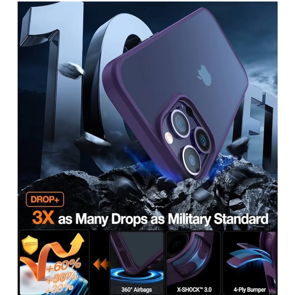 💚 5 for $15! 💚 iPhone 14 Pro Phone Case, Purple, Slim and Durable
